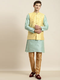 SOJANYA Kurta Belang Hijau Laut Lelaki dengan Jaket Churidar & Nehru