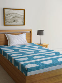 KLOTTHE Geometric Printed 300TC Single Bedsheet With Pillow Cover