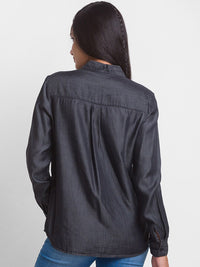 SPYKAR Women Black Satin Casual Shirt
