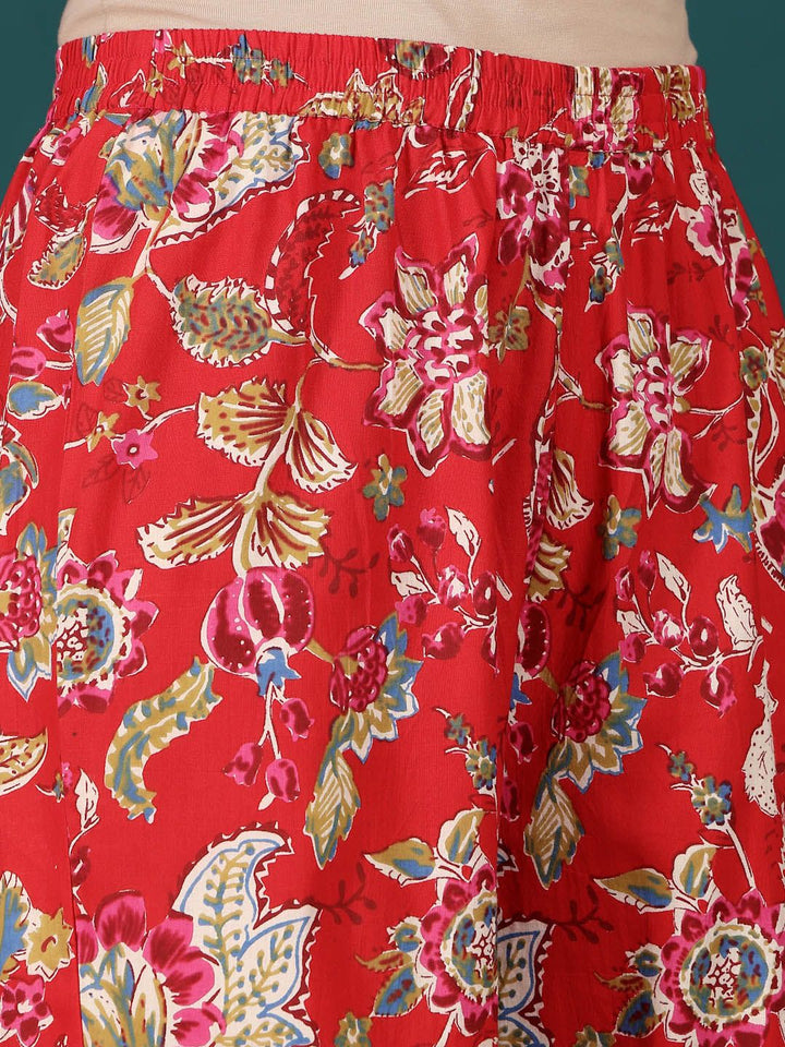Varanga Women Floral Embroidered Regular Thread Work Pure Cotton Kurti with Sharara