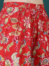 Varanga Women Floral Embroidered Regular Thread Work Pure Cotton Kurti with Sharara