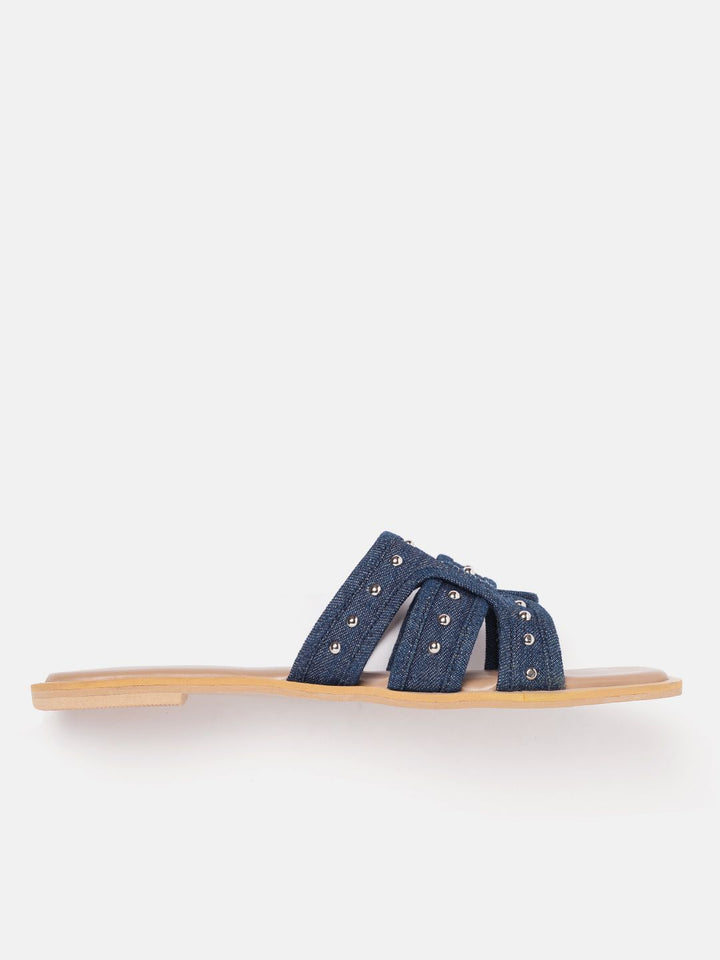 Lino Perros Women Metallic Detail Open Toe Flats