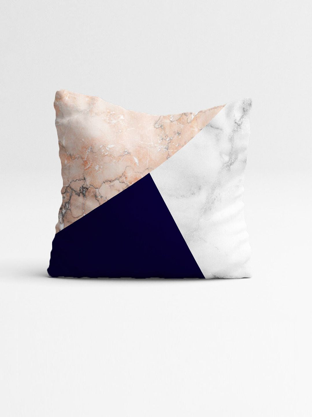 STITCHNEST Set Of 5 Navy Blue & Pink Geometric Square Cushion Covers