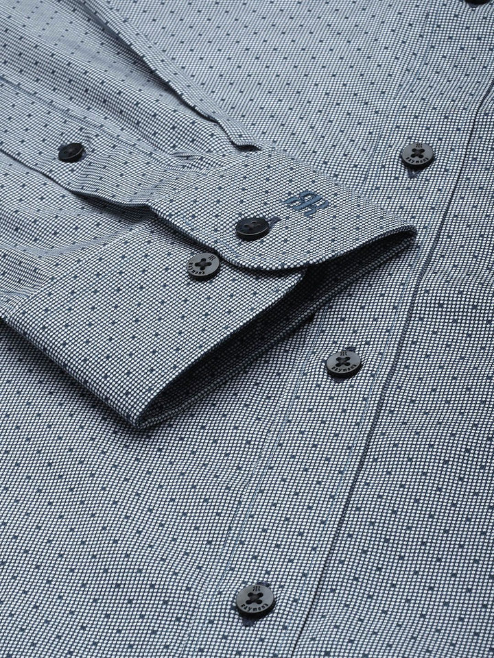 Raymond Slim Fit Geometric Printed Pure Cotton Formal Shirt