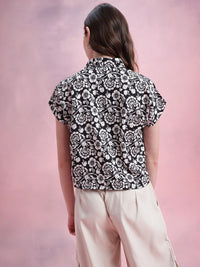 DressBerry Floral Print Extended Sleeves Shirt Style Top