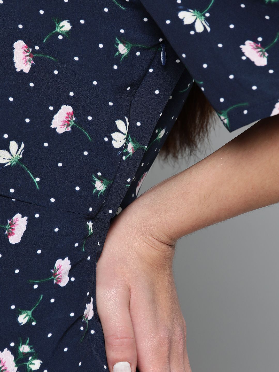 DENNISON Floral Printed Crepe A-Line Dress