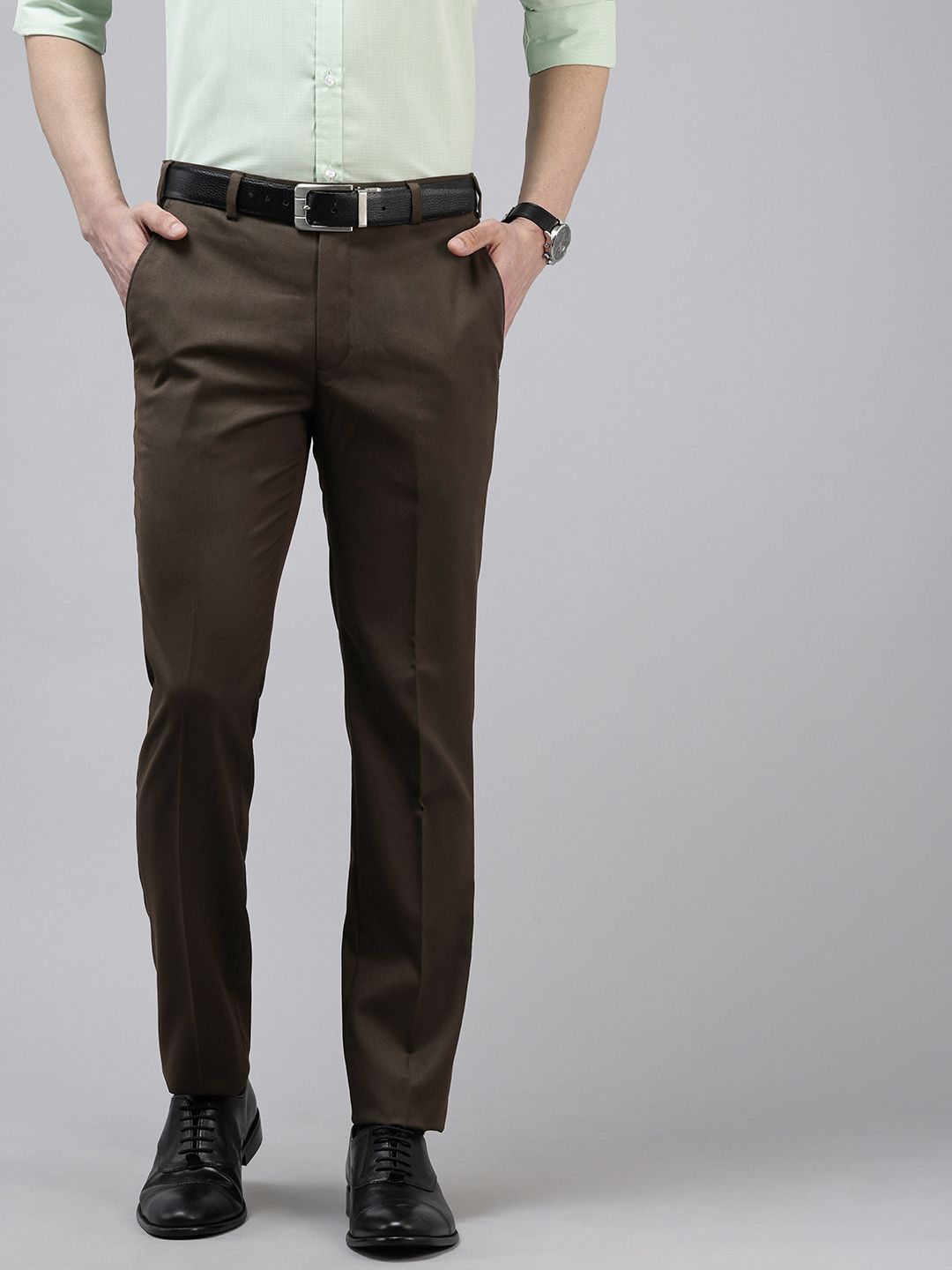Park Avenue Men Textured Slim Fit Formal Trousers
