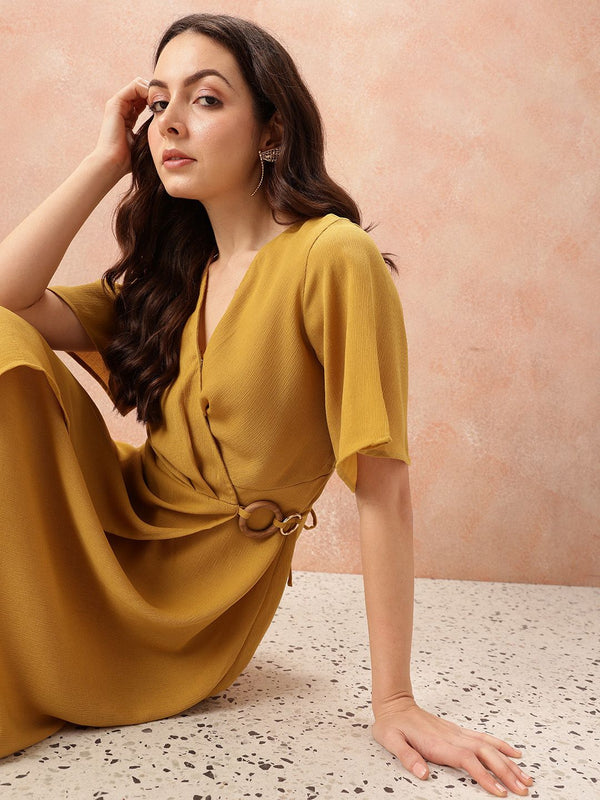 all about you V-Neck Pleated Wrap Dress