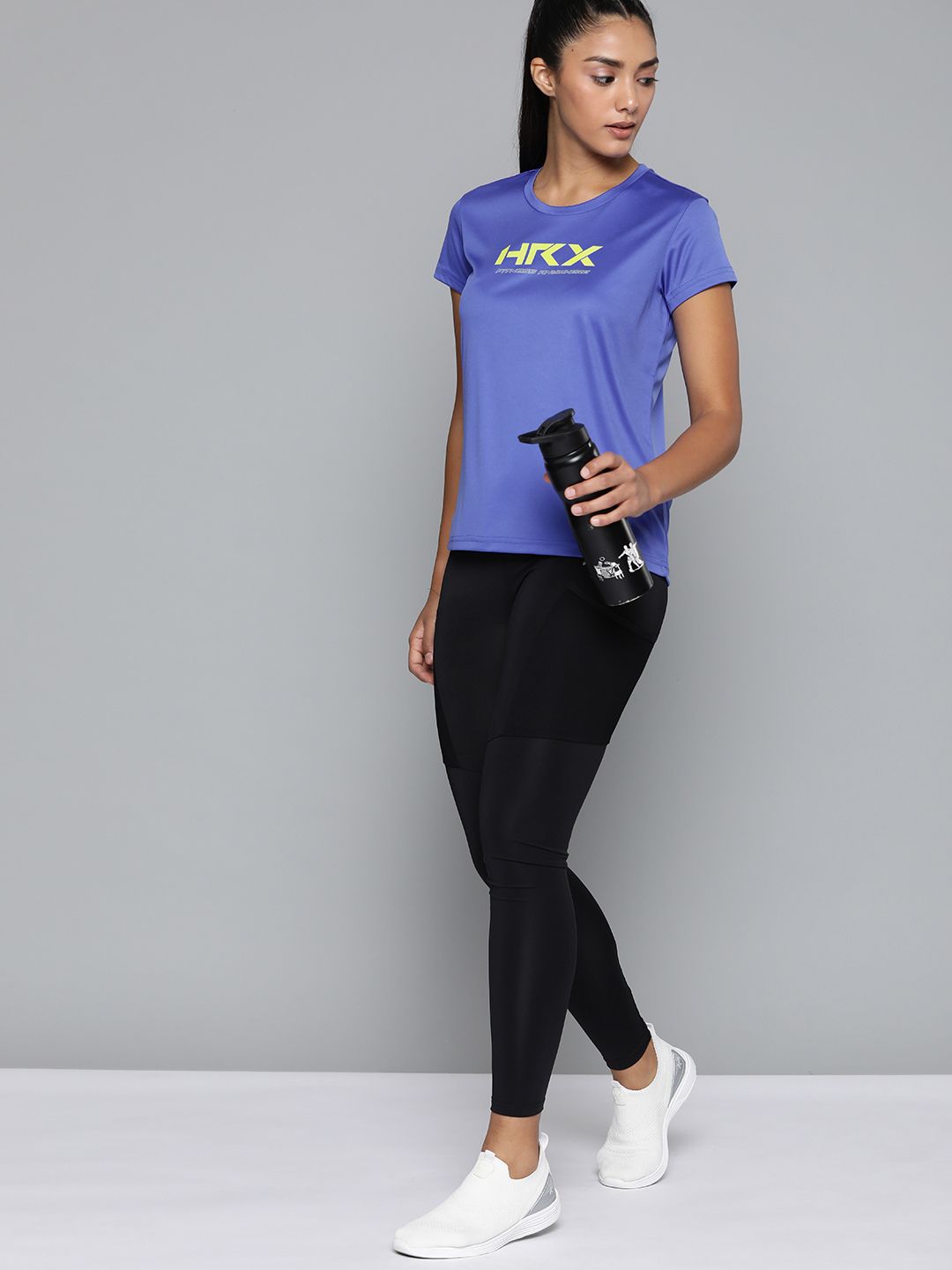 HRX by Hrithik Roshan Training Women SATIN SKY Rapid-Dry Brand Carrier Tshirts