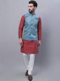 SOJANYA Embroidered Regular Kurta With Pyjamas & Nehru Jacket