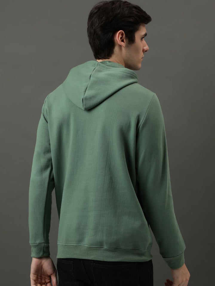 ADRO Men Printed Alphanumeric Hooded Pullover Sweatshirt