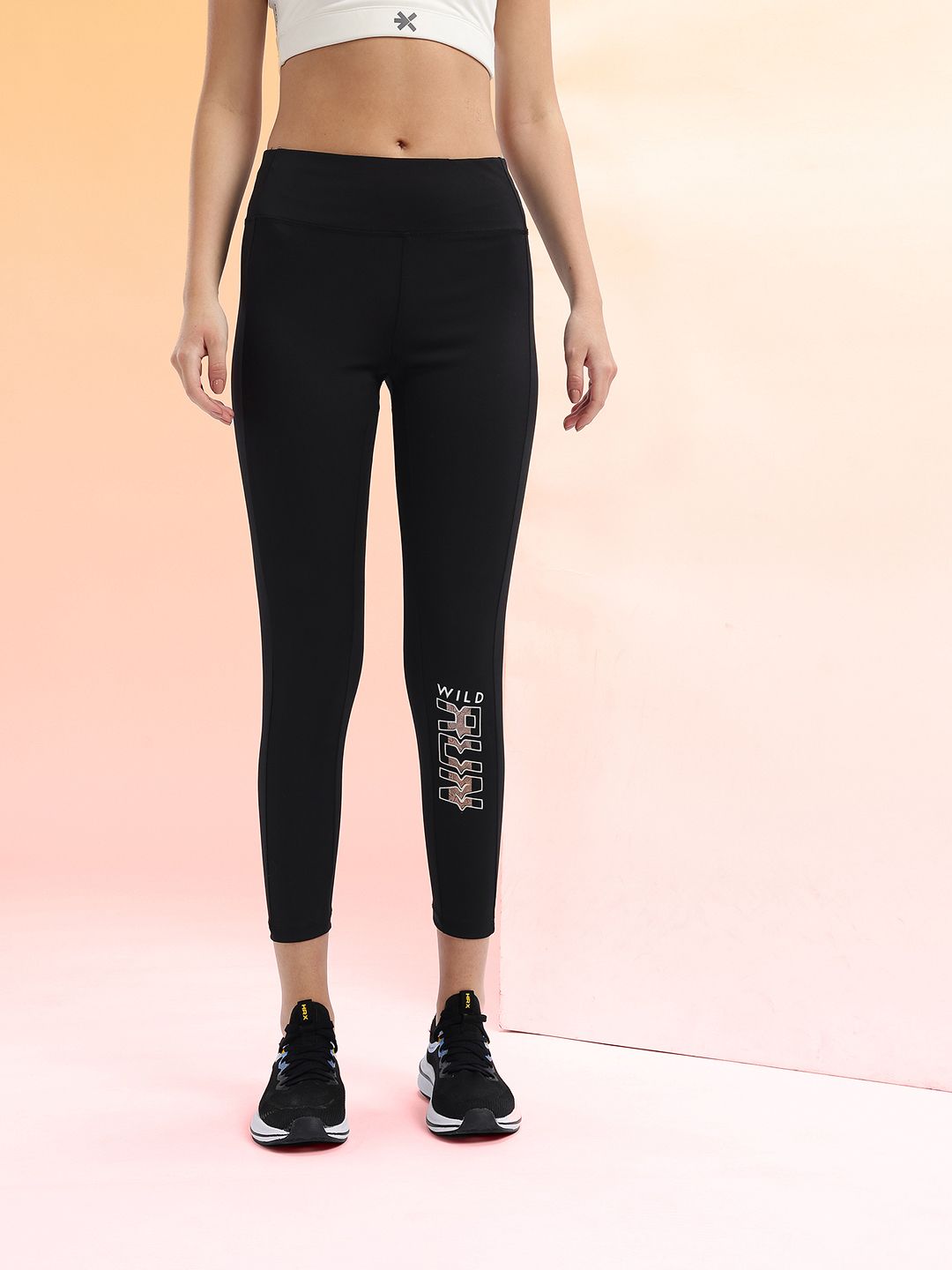 HRX by Hrithik Roshan Women Brand Logo Printed Rapid-Dry Cropped Running Tights