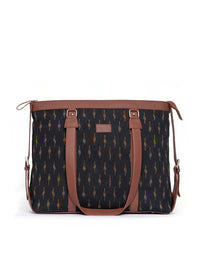 ZOUK Black & White Printed Vegan Leather Sustainable Shoulder 16 Inch Laptop Bag
