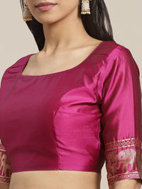 Saree mall Magenta & Golden Woven Design Banarasi Saree