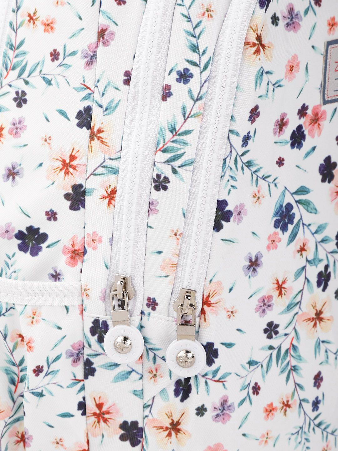 Lino Perros Women White & Green Floral Print 13 Inch Laptop Backpack