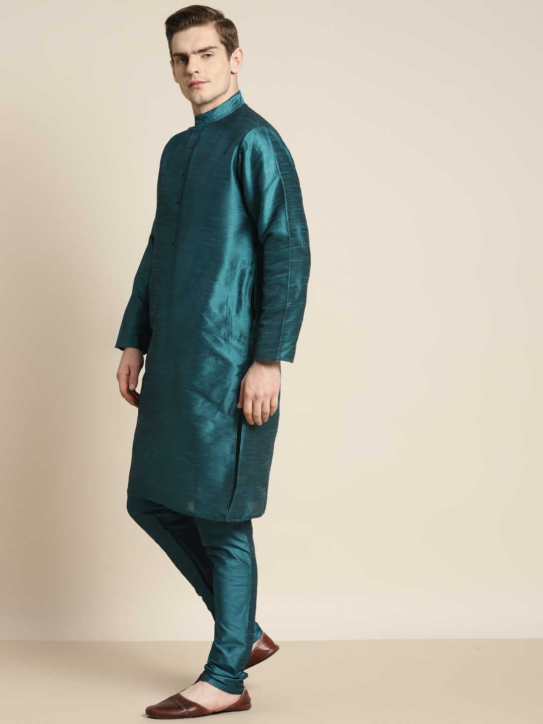 SOJANYA Kurta Motif Etnik Hijau Lelaki dengan Churidar