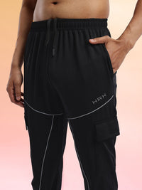 HRX by Hrithik Roshan Men Contrast Piping Mid-Rise Rapid-Dry Training Cargos