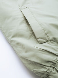 DressBerry Women Green & Black Colourblocked Hooded Bomber Jacket