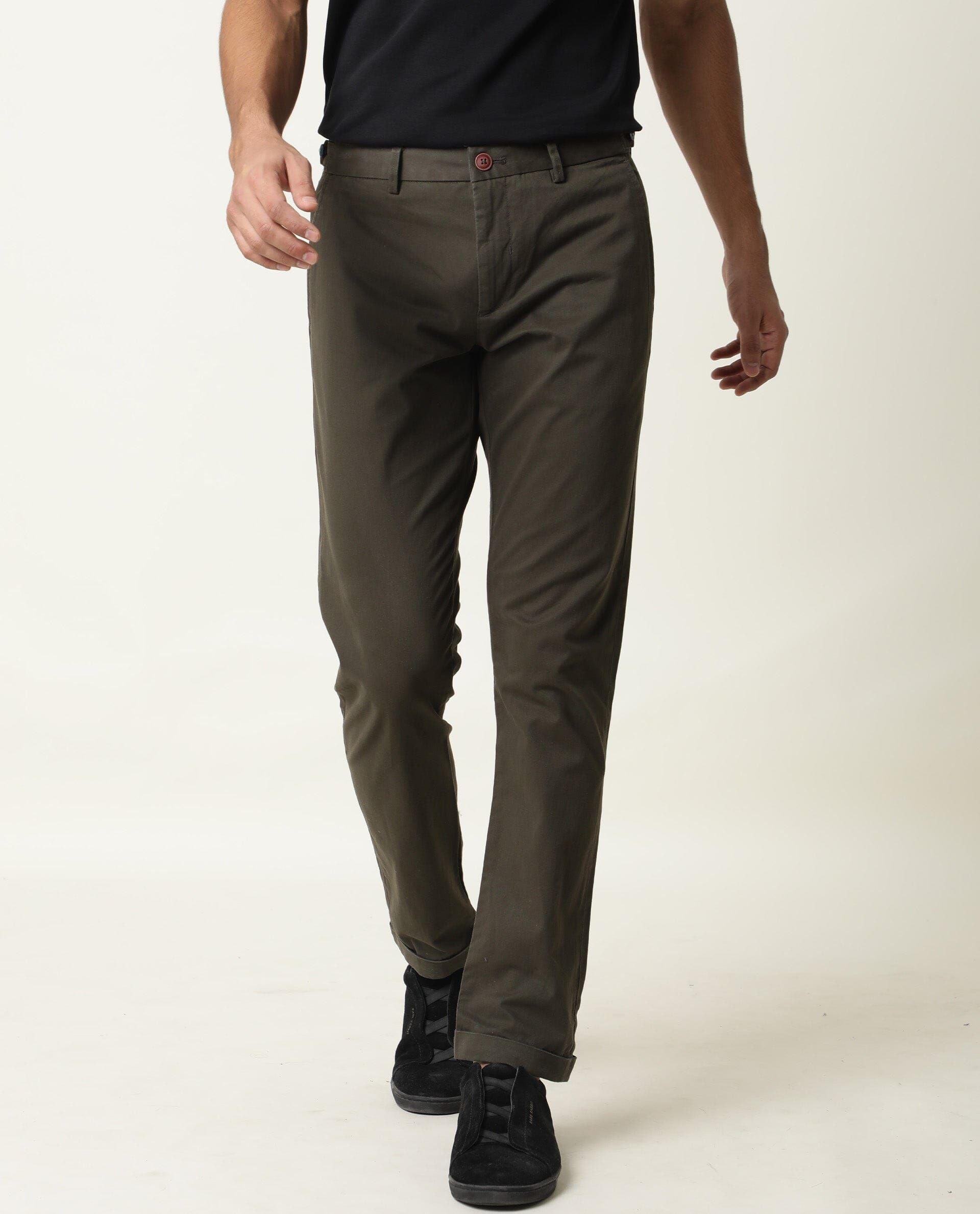 RARE RABBIT Men Trews-22 Mid-Rise Regular Fit Solid Trouser