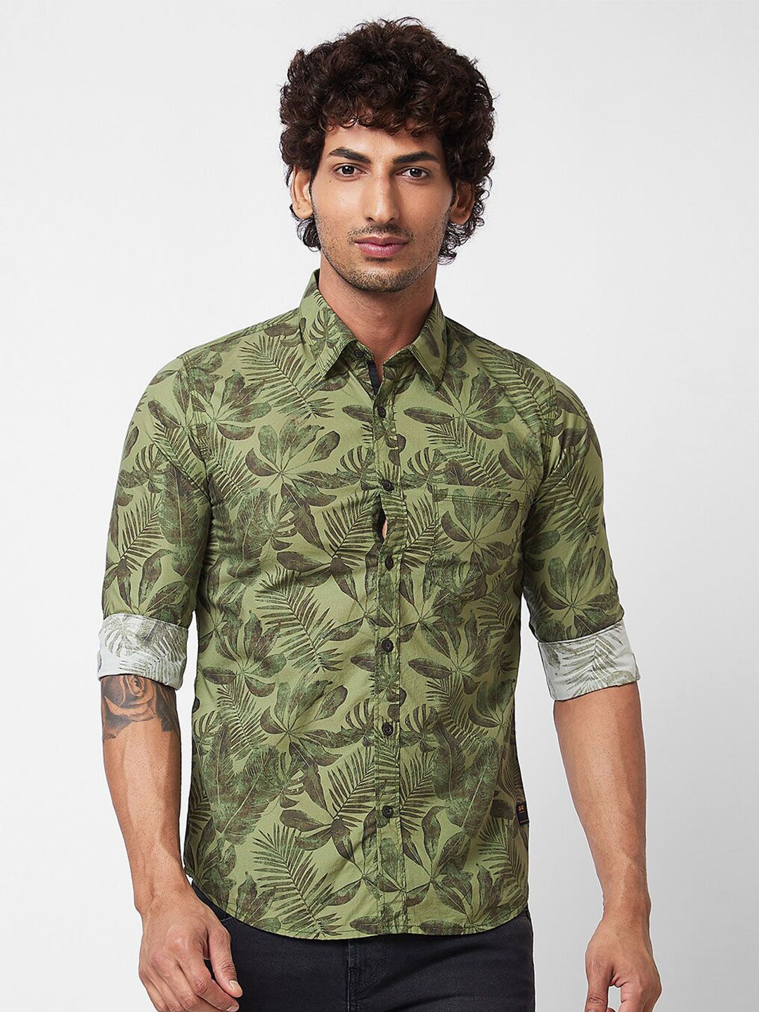 SPYKAR Tropical Printed Cotton Casual Shirt