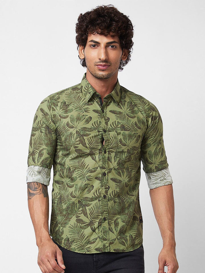 SPYKAR Tropical Printed Cotton Casual Shirt