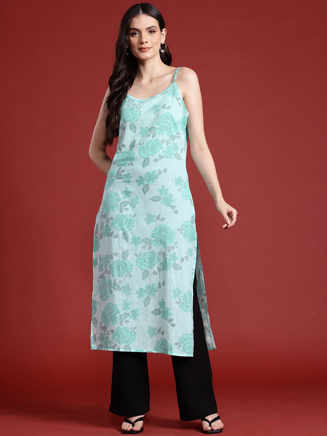 Anouk Pure Cotton Floral Printed Kurta
