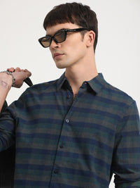 THE BEAR HOUSE Tartan Checks Slim Fit Pure Cotton Casual Shirt