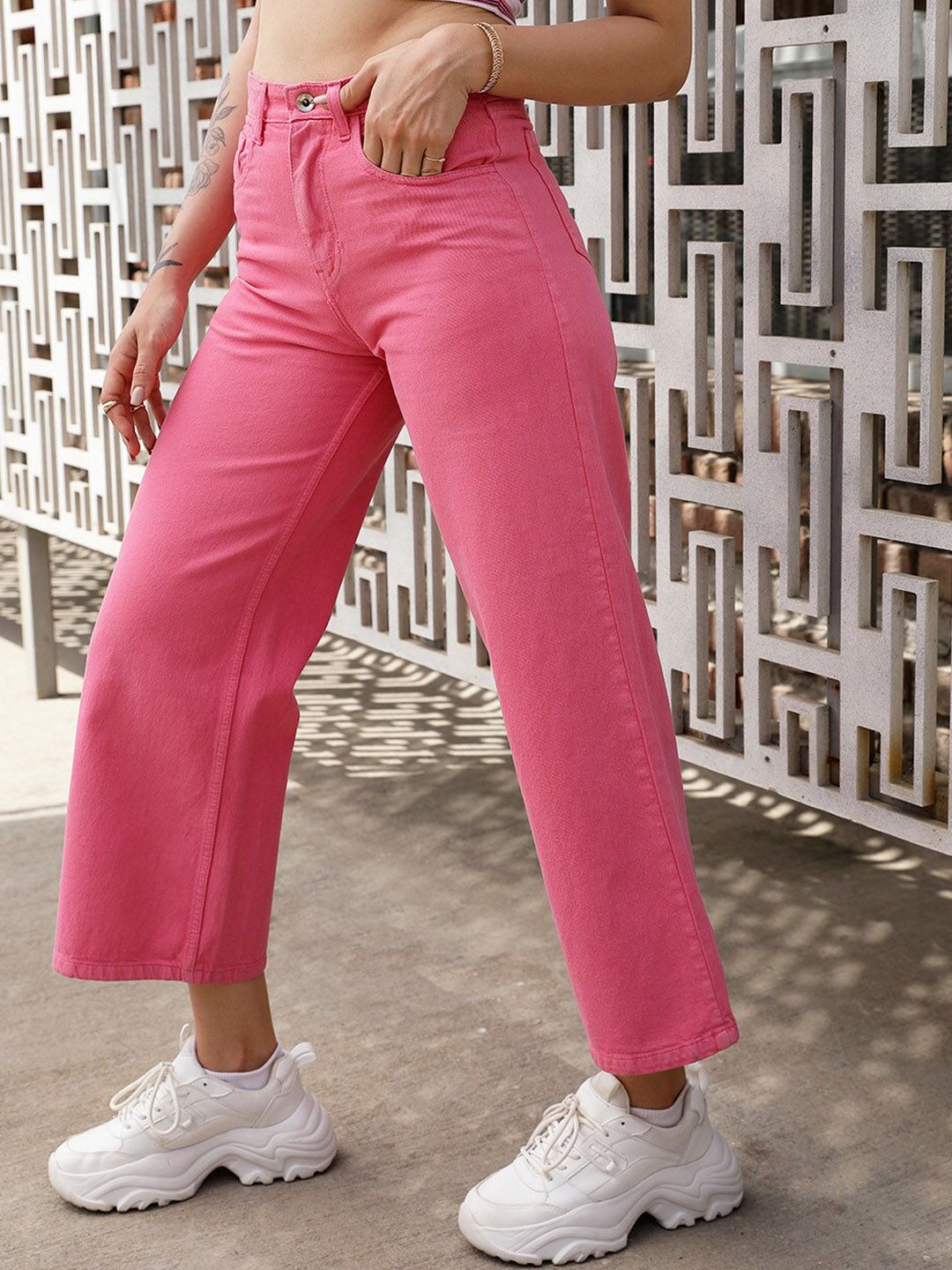 STREET 9 Women High-Rise Pure Cotton Wide Leg Jeans