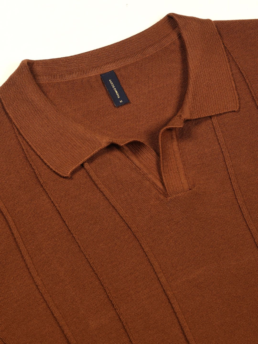 Thomas Scott Men Knit Striped Polo Collar T-shirt