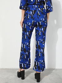 RAREISM Women Typography Printed Slim Fit High-Rise Cotton Parallel Trousers