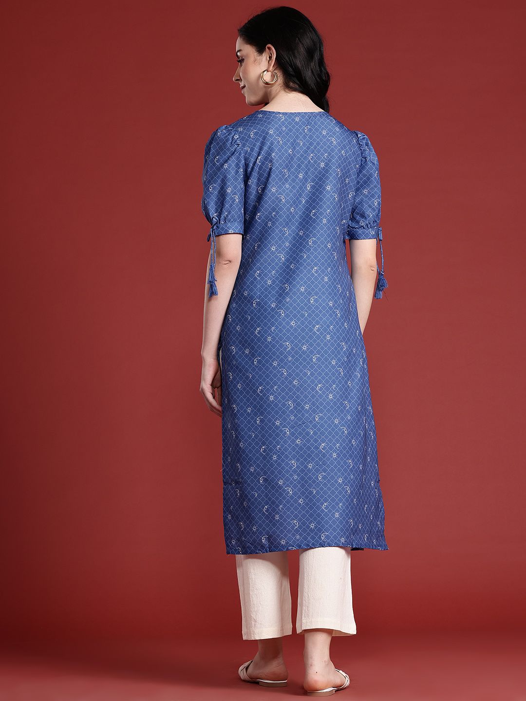 Anouk Checked Puff Sleeve Kurta
