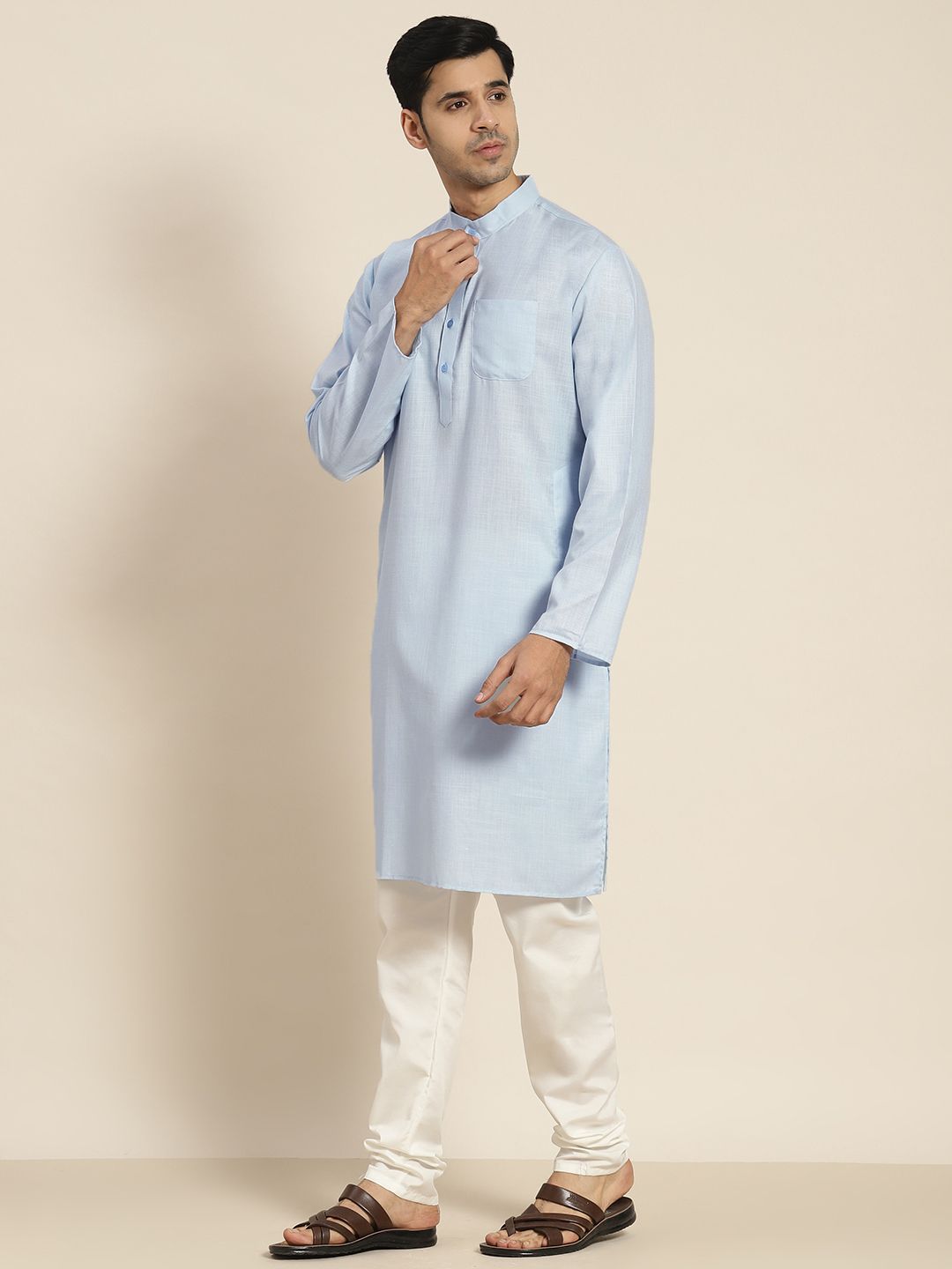 SOJANYA Men Blue Solid Kurta