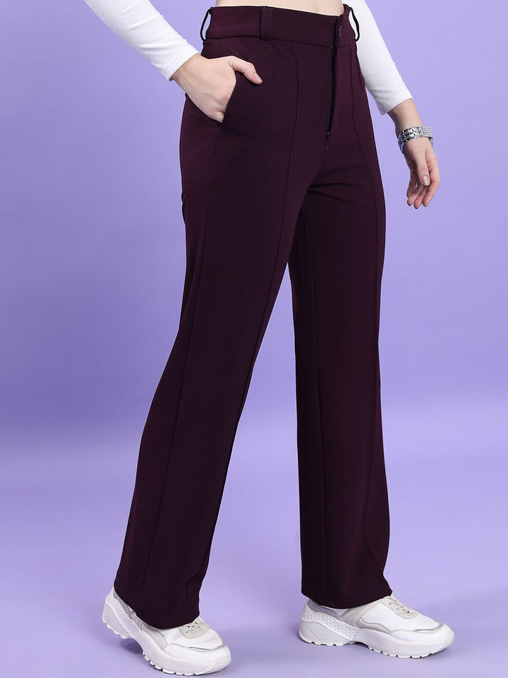 CHIC BY TOKYO TALKIES Women Straight Fit High-Rise Parallel Trousers