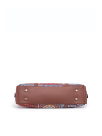 ZOUK Brown Ethnic Motifs Printed Laptop Structured Shoulder Bag