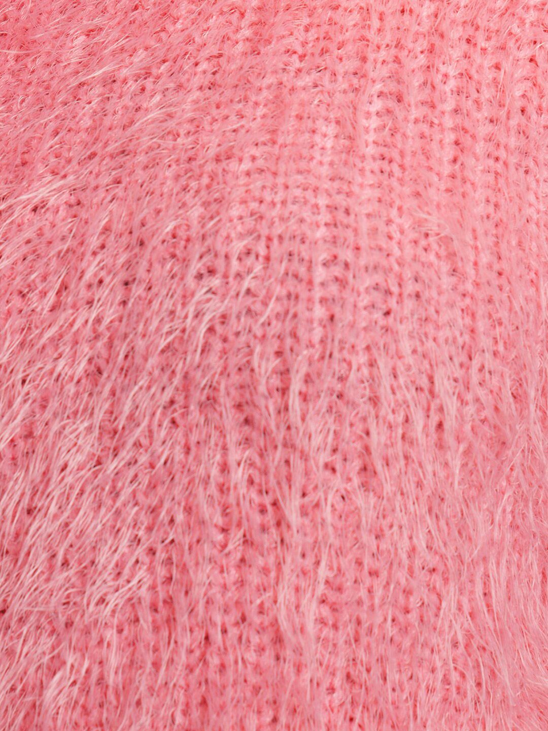 Tokyo Talkies Pink Self Design Acrylic Pullover