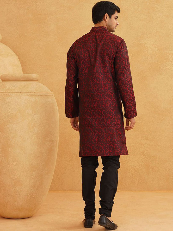 SOJANYA Rekaan Tenun Geometrik Kurta Lurus Biasa Dengan Churidar