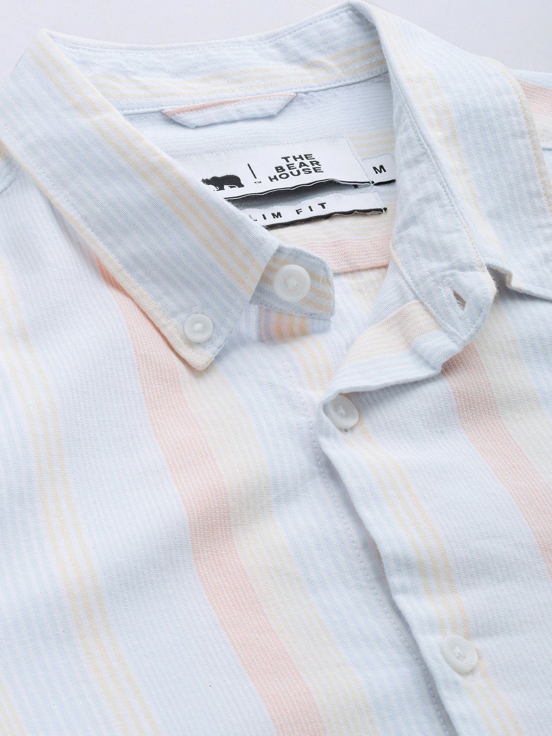 THE BEAR HOUSE Men Blue Slim Fit Pinstripes Striped Casual Shirt