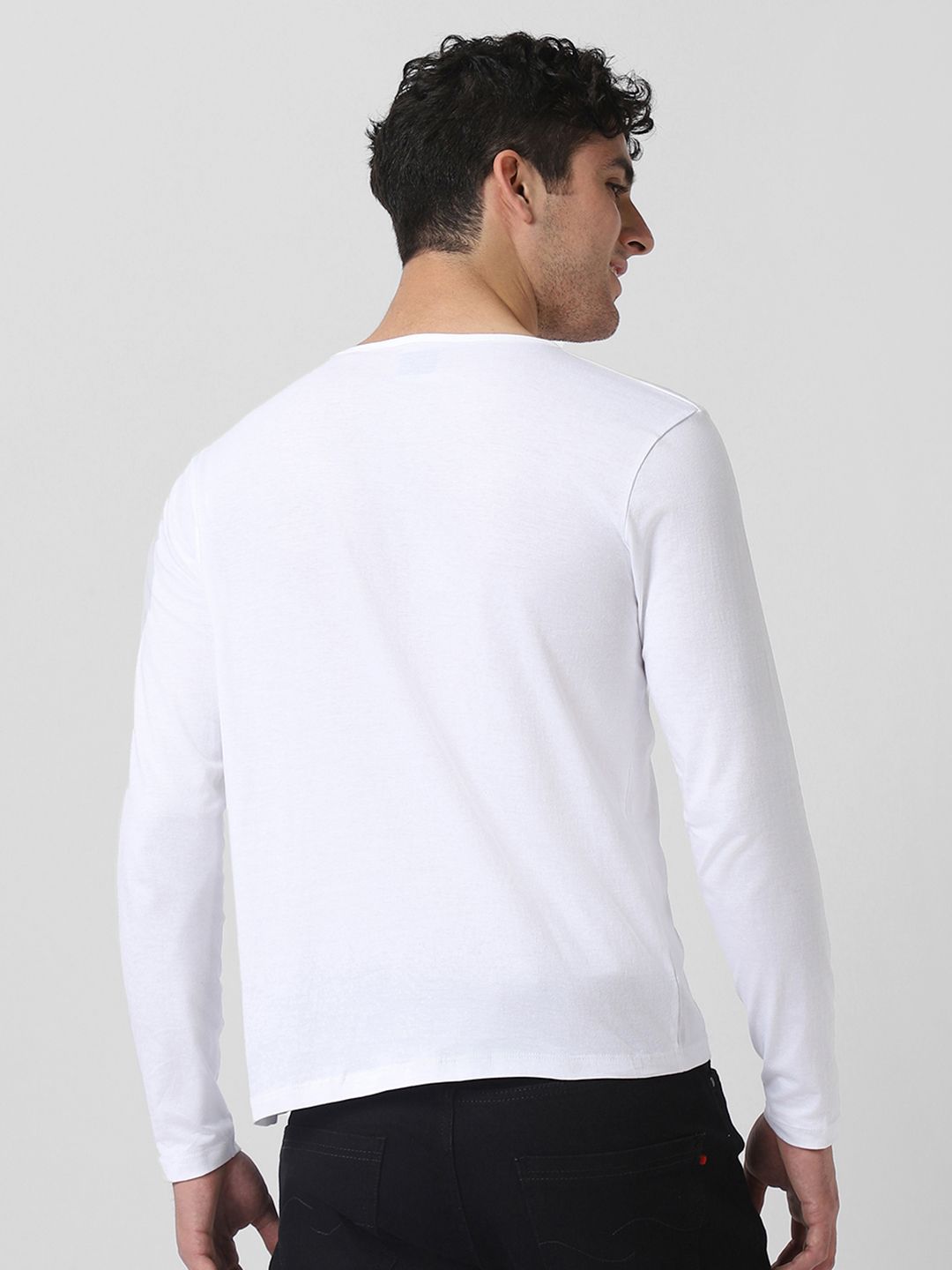 Urbano Fashion Men White Solid Henley Neck Pure Cotton T-shirt
