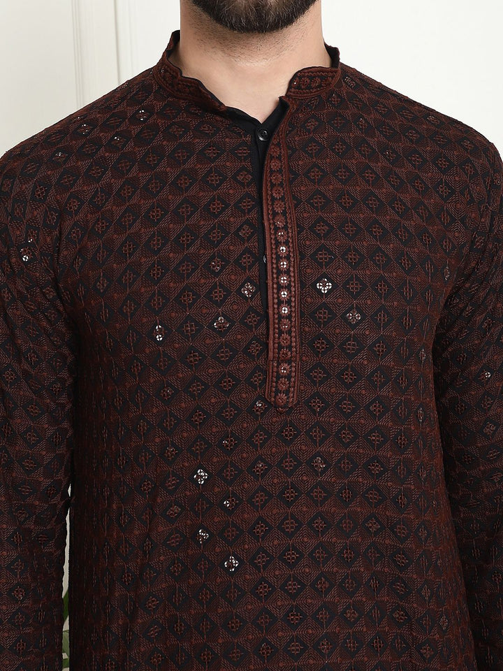 SOJANYA Embroidered Sequinned Pure Cotton Kurta with Churidar