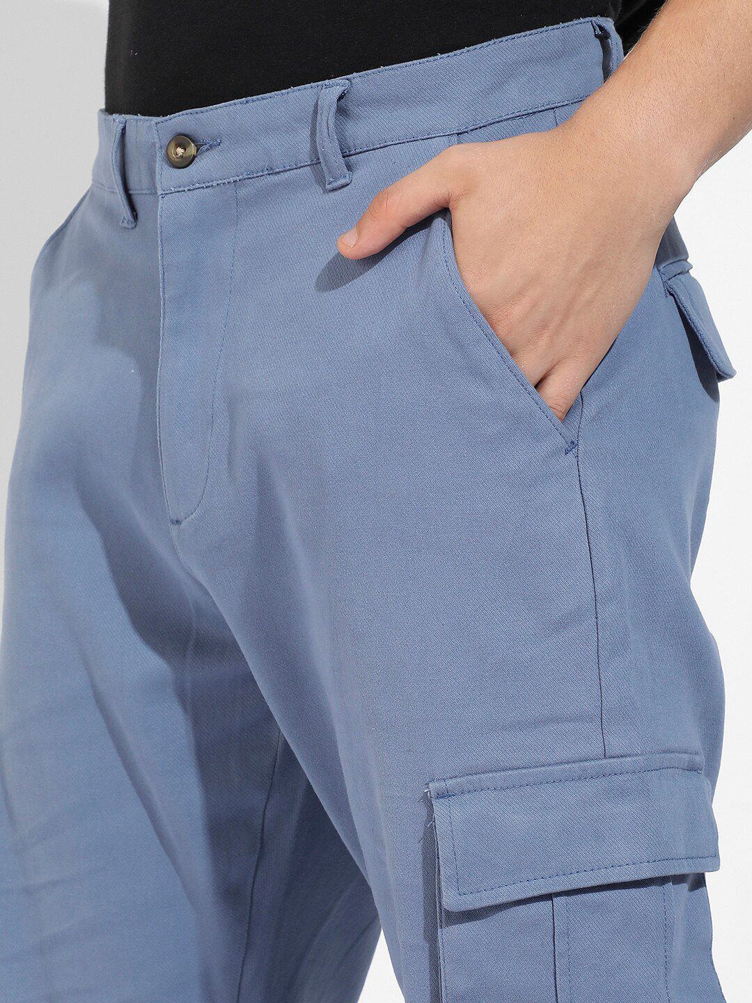 Campus Sutra Men Blue Relaxed Easy Wash Cargo Trousers