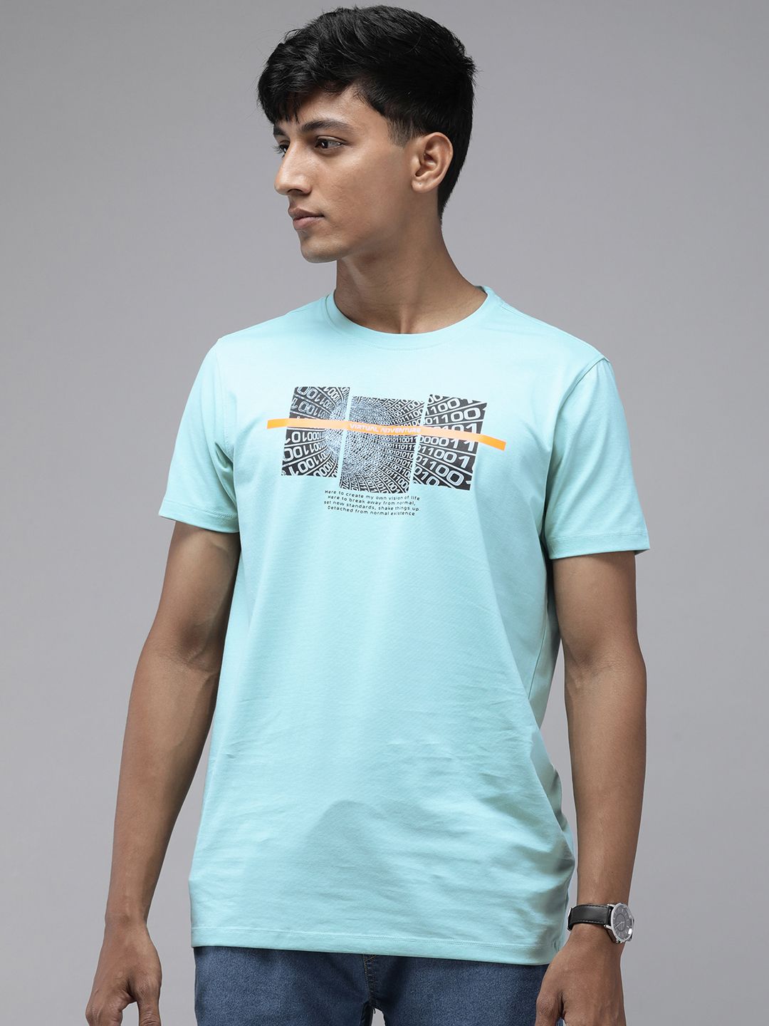 SPYKAR Typography Printed Slim Fit Casual T-shirt
