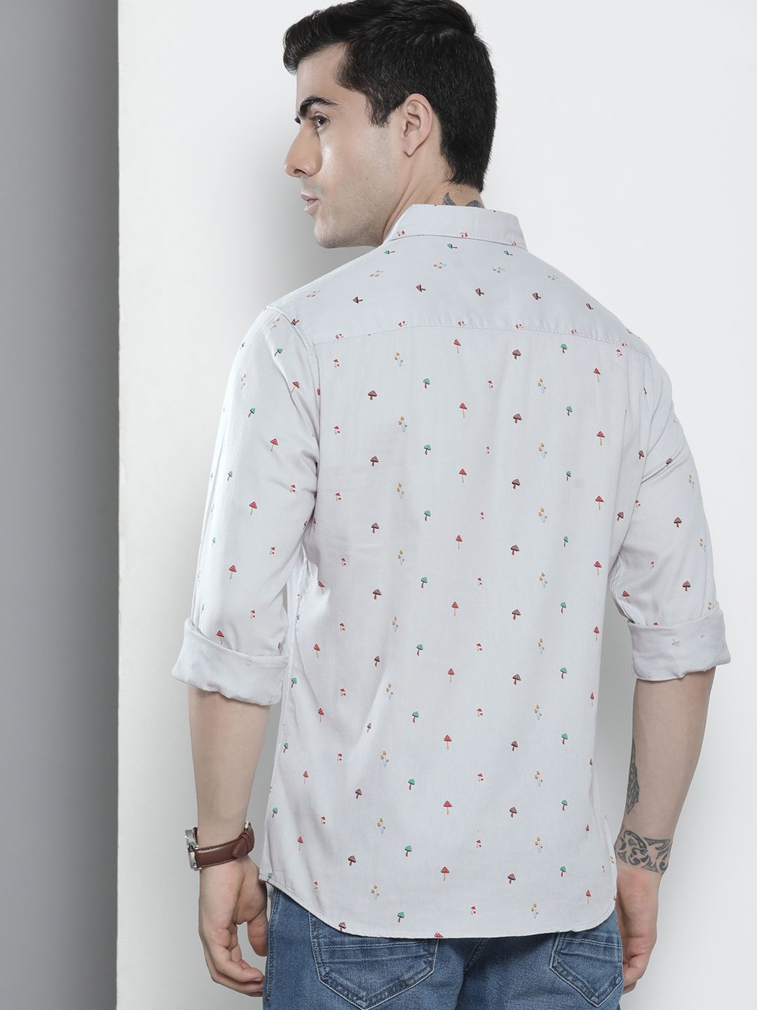 The Indian Garage Co Men Grey Conversational Printed Casual Shirt