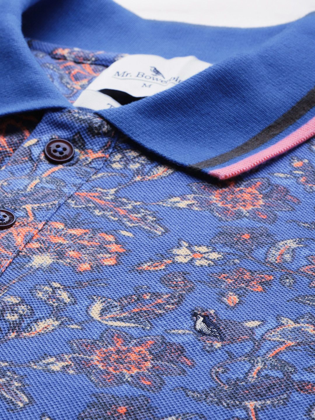 Mr Bowerbird Men Floral Printed Polo Collar Pure Cotton T-shirt