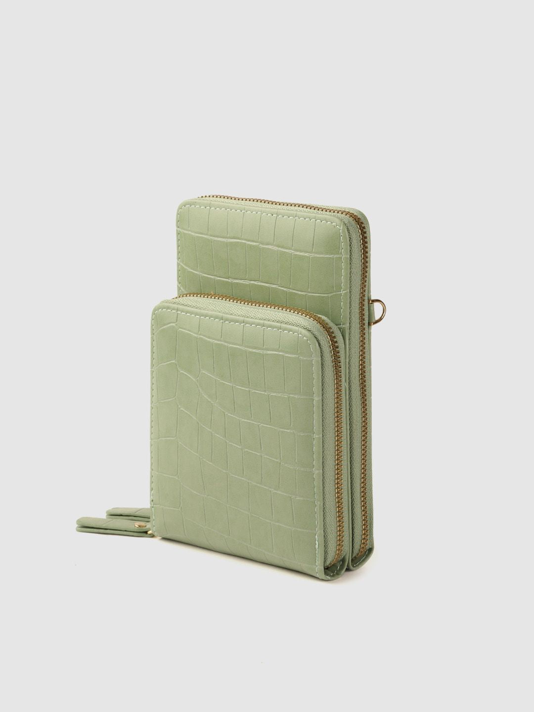 Lino Perros Green Animal Textured PU Structured Sling Bag