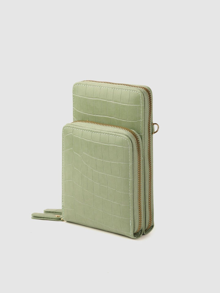 Lino Perros Green Animal Textured PU Structured Sling Bag