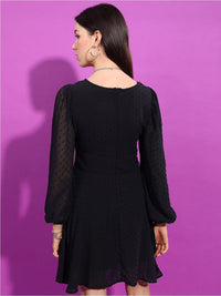 Tokyo Talkies Black Puff Sleeve Empire Dress