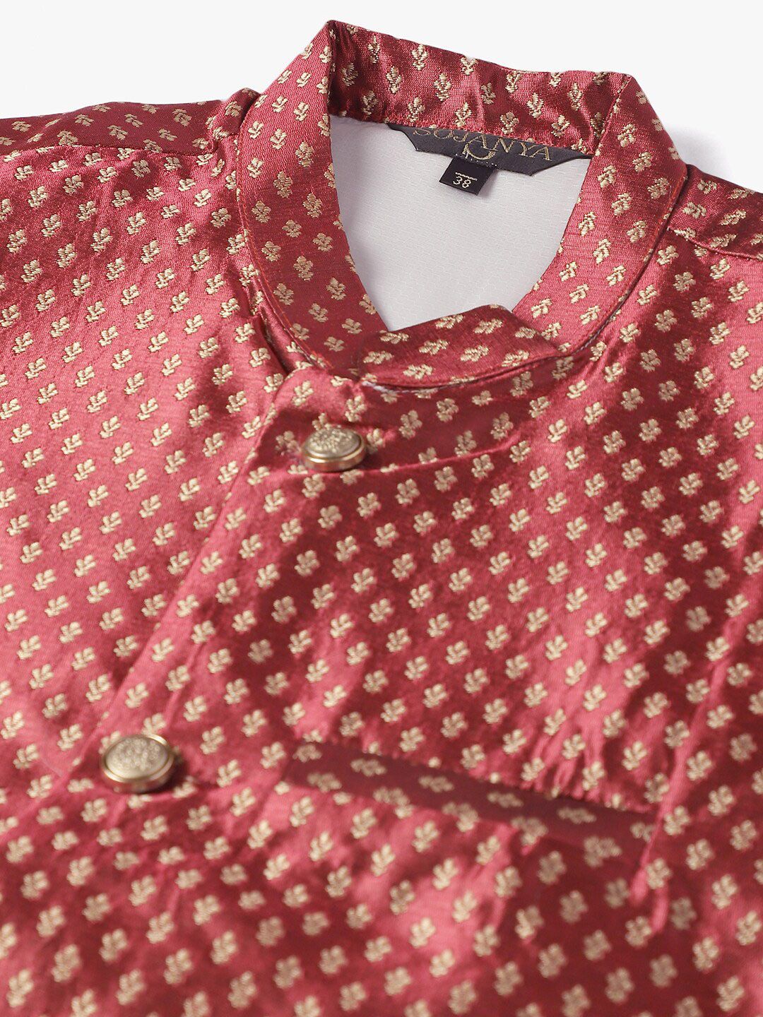 SOJANYA Kurta Biasa Bersulam dengan Piyama & Jaket Nehru
