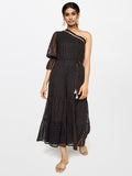 Global Desi Black & Pink Off-Shoulder Printed Jumpsuit
