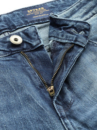 Spykar Men Skinny Slim Fit Rendah Berat Low-Infressed Heavy Fade Jeans