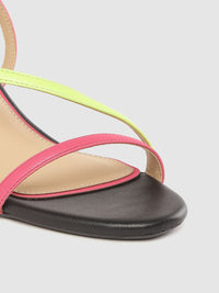 DressBerry Women Fuchsia Pink & Lime Green Colourblocked Strappy Slim Heels